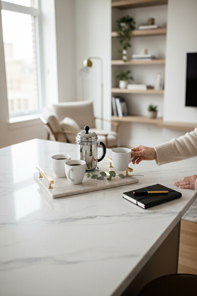 Akayev Travertine Gold Florya 30X20 cm Tray