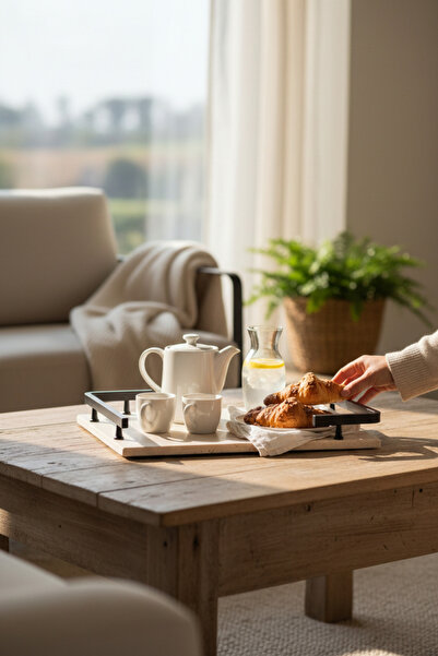 Akayev Travertine Black L Design 30X20 cm Tray