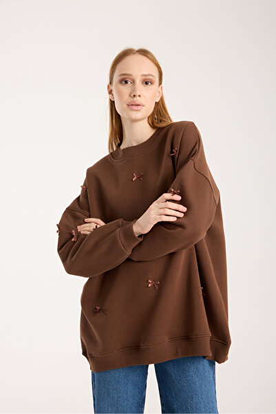 LAVA FASHION Γυναικείο oversize μπλουζάκι με λεπτομέρεια με κορδόνια