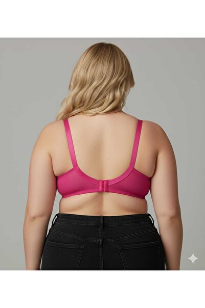 wear treasure Women's Plus Size Lace Detailed 3 Buckle Gathering Combed Cotton Supportless Wire Free Capless Mother's Bra