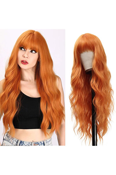 8 Kadına Dair Herşey Bakır Afro Dalgalı Uzun Fiber Sentetik Perçemli Peruk