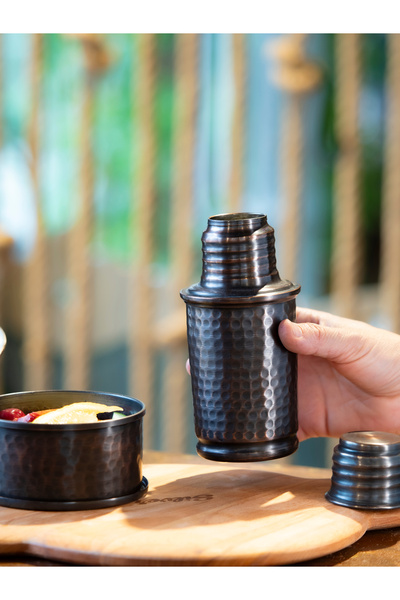 Bakır Concept Copper Pot, Hammered, Small Size, Oxidized Copper Color