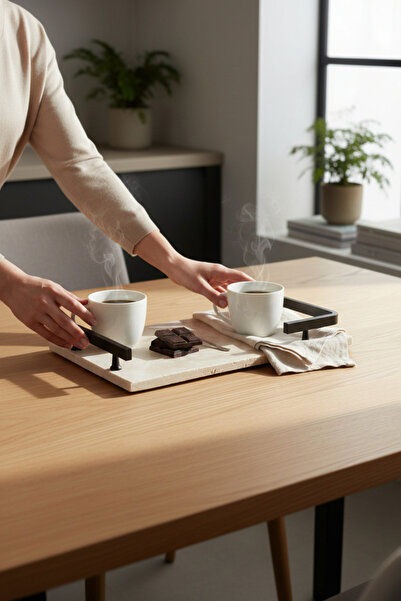 Akayev Travertine Black L Design 30X20 cm Tray