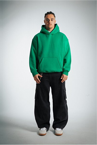Plus Eighteen Men's Green Basic Hoodie - Us3995Ys