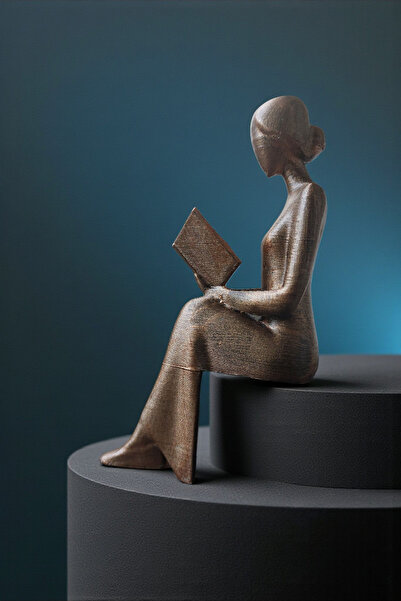 DENGE Kitap Okuyan Minyatür Kadın Biblo- Raf ve Kitaplık Dekoru