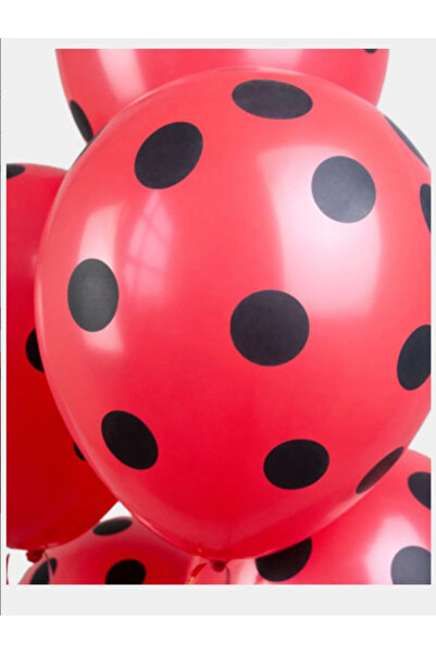 Fabrilux Set of 100 Red Balloons with Black Dots, 30 cm, Air or Helium Inflation