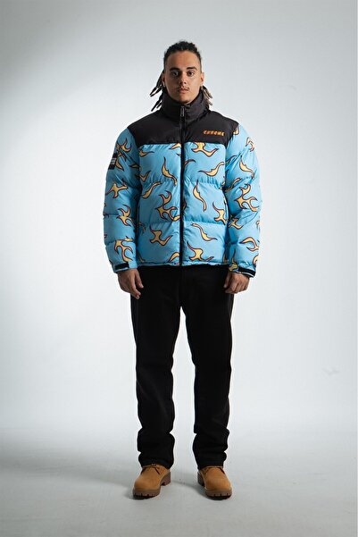 No Future Chrome Flames Men's Puffer Coat Jacket Nf0506Mv