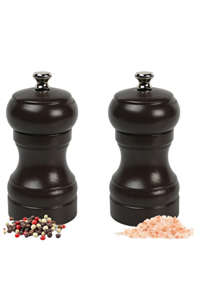 Glios مطحنة يدوية للملح والفلفل من الخشب البني، قطعتان، 10 سم