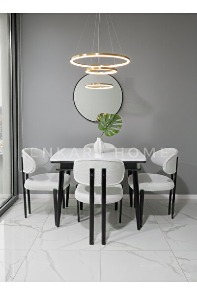 Enkare Antrasit Küçük Mdf Masa & Badem Sandalye | 68x90 - 120 | Açılabilir Kü...