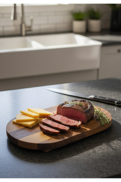 DECOVIBE Doğal Iroko Ahşap Sunum Tahtası Şarküteri Tabağı
