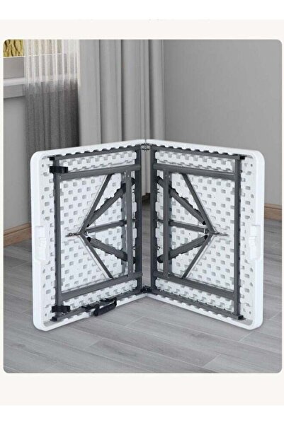 EGG Folding Plastic Picnic Table 180×70×74 cm White Lightweight, Adjustable, Portable for Camping & BBQ