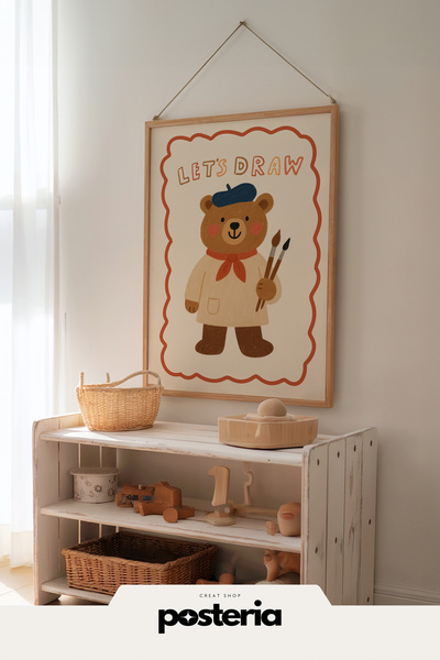 Posteria Modern Pastel Çocuk Odası Dekoru, Çocuk ve Bebek Odası Tablosu , Doğ...