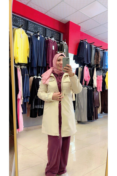 Laviva Fashion Bronş Detaylı Fermuarlı Trençkot