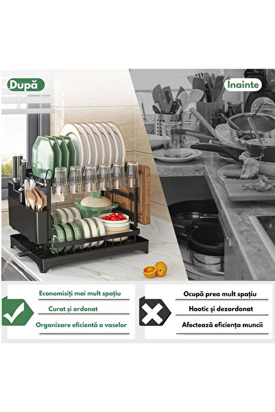 Versatyx Suport de vase negru cu 2 niveluri