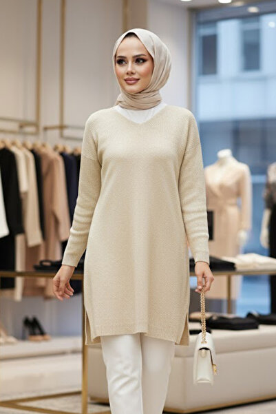 Neva Style Cream Hijab Knitwear Tunic 18120Kr