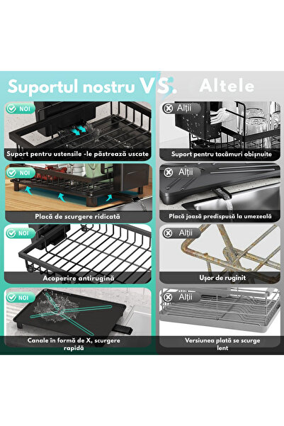 Versatyx Suport de vase negru cu 2 niveluri