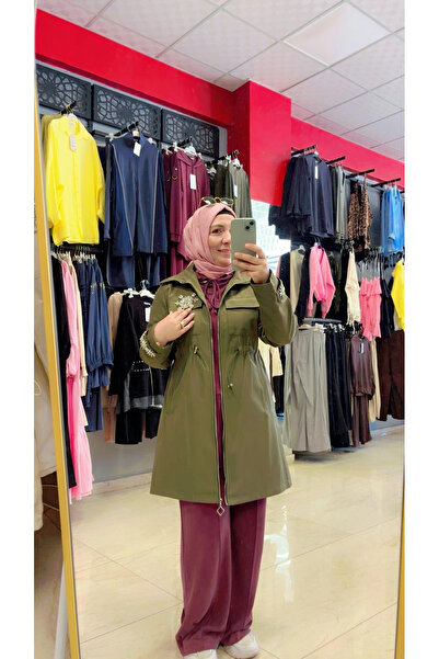 Laviva Fashion Bronş Detaylı Fermuarlı Trençkot