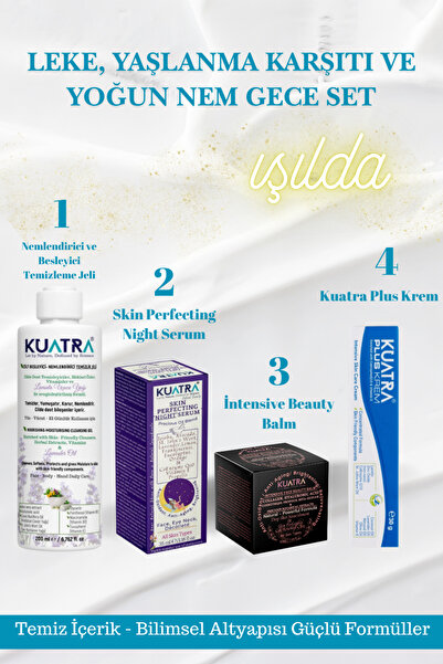 KUATRA Koyu Leke, Yaşlanma Karşıtı Ve Yoğun Nem Gece Set Doğal Içerik Onarıcı...
