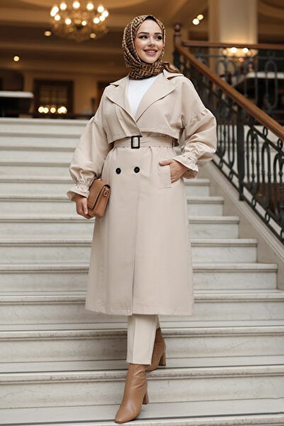 N.S NEVA STYLE Trench bej cu curea 26421BEJ