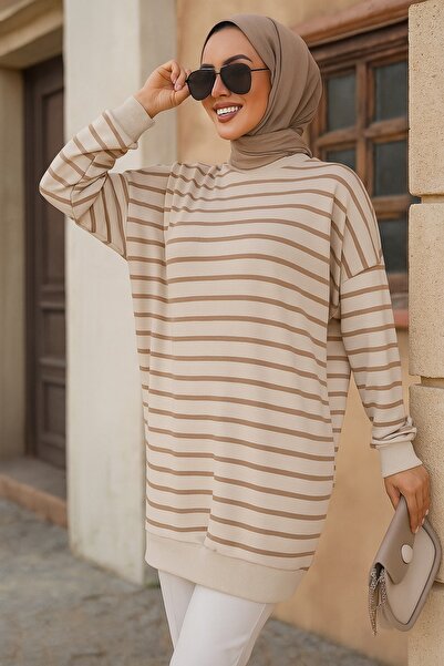 Neva Style Ριγέ Μινκ Hijab Tunic 30175V