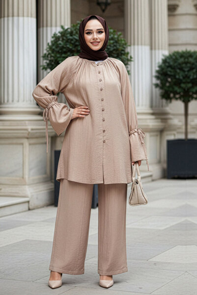 N.S NEVA STYLE Κουμπιά Mink Hijab Διπλό Σετ 30451V