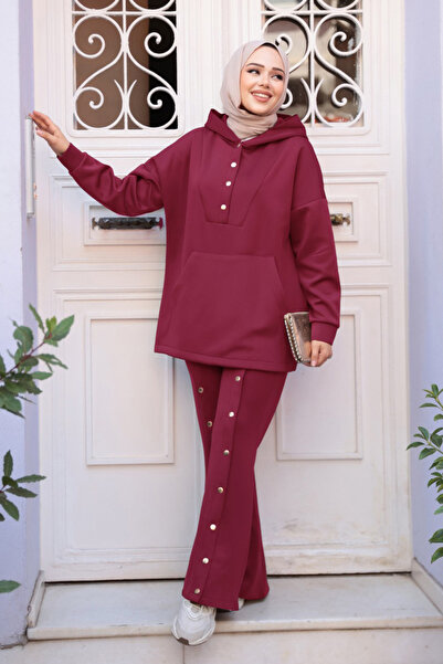 N.S NEVA STYLE طقم سكوبا مكون من قطعتين بغطاء للرأس باللون العنابي 12312BR