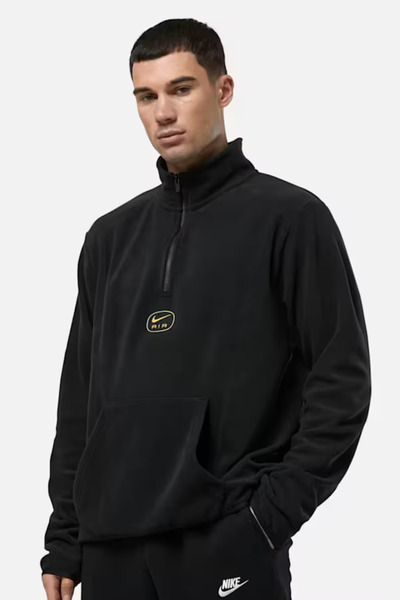 Nike Air Half-Zip Fleece Bol Kesim Siyah Polar Erkek Sweatshirt