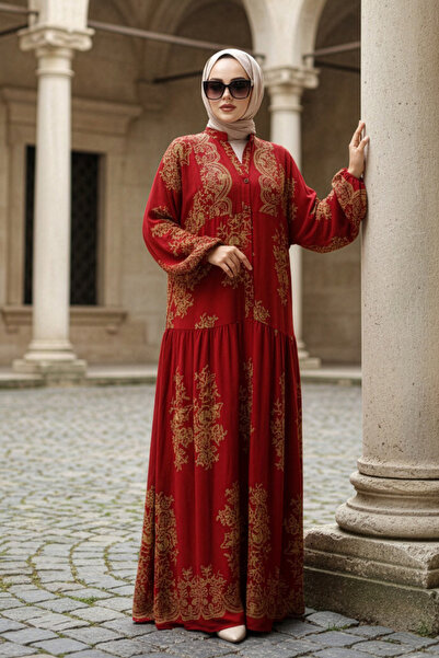 Neva Style Φόρεμα Hijab με λουλουδάτο σχέδιο 18241BR