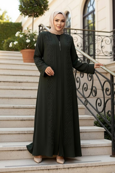 N.S NEVA STYLE Χάκι Φεράζ με Χάντρες Κεντημένες Χάκι Φεράζ 29123HK