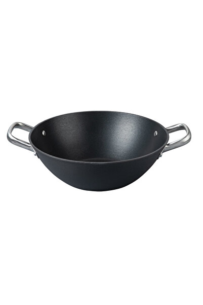 FM Professional FORCE cast iron wok pan 28 cm with non-stick coating and stainless steel handle
