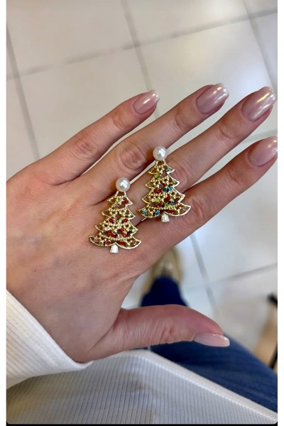 mos&more by mosev Gold Yılbaşı Ağacı Küpe