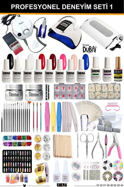 Shena Kalıcı Oje - Protez Tırnak Deneyim Seti 1 (FREZE-UV-TOZ ALMA | OJE - BUILDER JEL | AKSESUAR)