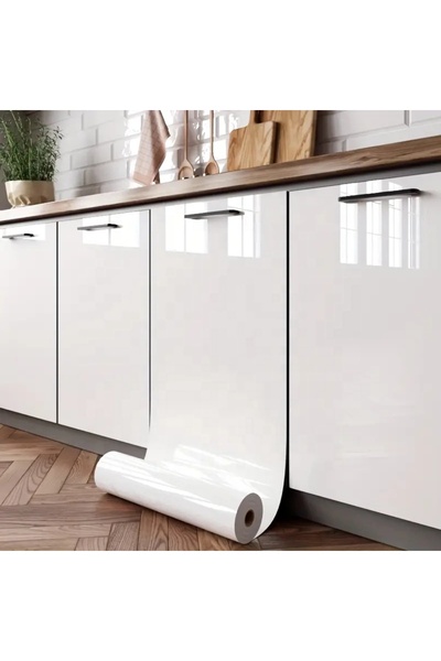 Armut Folyo Parlak Beyaz 50x100 Yapışkanlı Folyo Mutfak Dolap Ve Mobilya Kaplama Folyosu