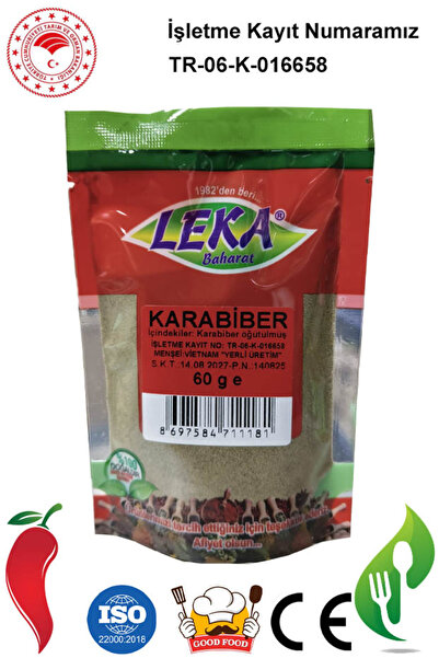 leka baharat Karabiber 60 g – Doğal, Katkısız, Yüksek Aromalı Öğütülmüş Karabiber – Taze Baharat
