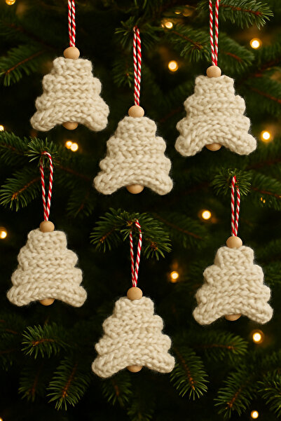 Emsay Store Χειροποίητο Πλεκτό Στολίδι Χριστουγεννιάτικου Δέντρου – Σετ 4 τεμαχίων