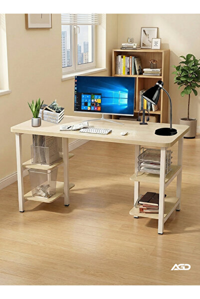 AGD Computer desk with storage shelves on both sides, 120*60*77 cm