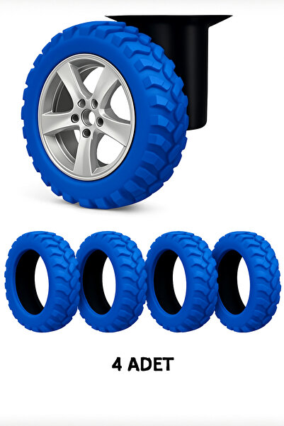 DefneAtes 4 Adet Mavi Silikon Bavul Tekerleği Kılıfı Sessiz Koruyucu Ofis San...
