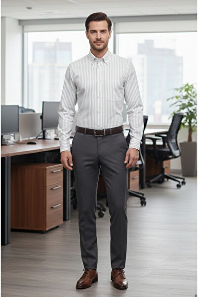 ADVANTE Klasična muška košulja dugih rukava Sa džepovima sa kopčanim ovratnik...