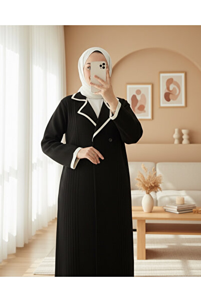 Modamorfo Dlouhý pletený kardigan s kapsami na cvočky - černý