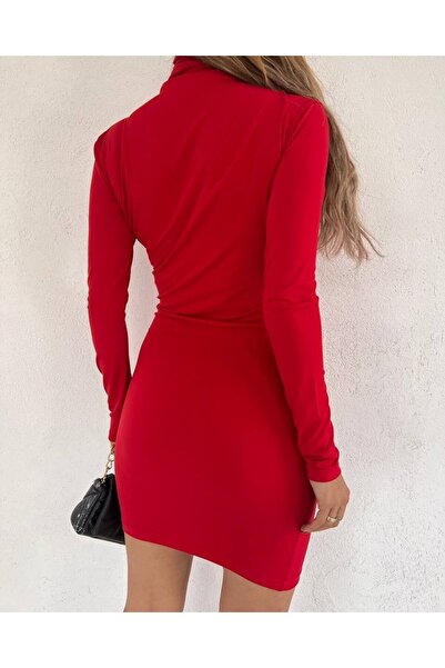 Modamorfo Sandy Fabric mini ruha hajtogatott oldallal és nyakkal