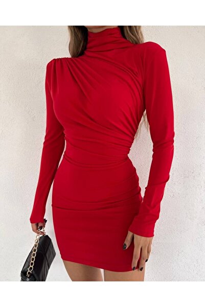 Modamorfo Sandy Fabric mini ruha hajtogatott oldallal és nyakkal