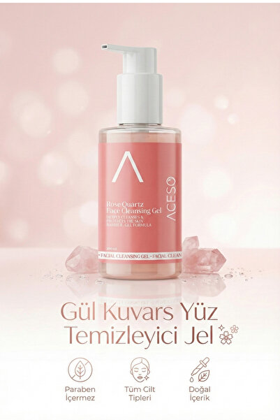 Aceso Cosmetics Gül Kuvars Yüz Temizleme Jeli 200 ml | Tüm Cilt Tipleri