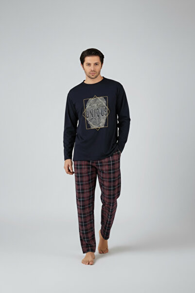 Lukitus Σετ Πιτζάμες Ανδρικές - Μακρύ μανίκι, Μηδενική λαιμόκοψη, Βαμβακερή