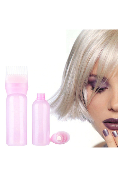SSMEDIA Applicator bottle with comb for hair dyeing – uniform and precise application, pink