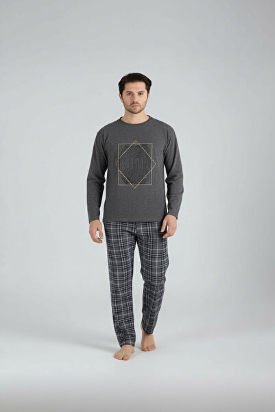 Lukitus Σετ Πιτζάμες Ανδρικές - Μακρύ μανίκι, Μηδενική λαιμόκοψη, Βαμβακερή