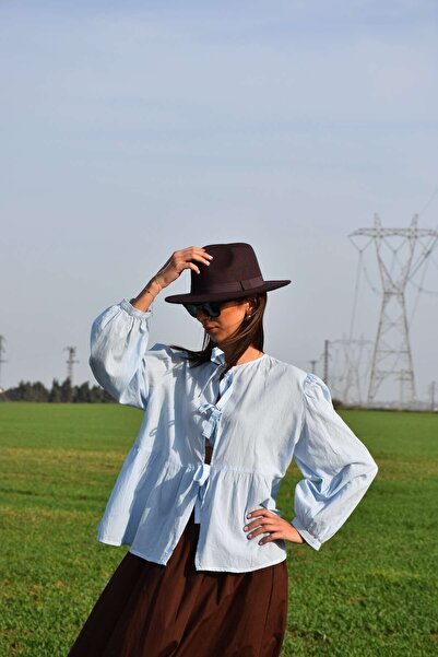 NK Voile Tie-Up Blouse Shirt Blue