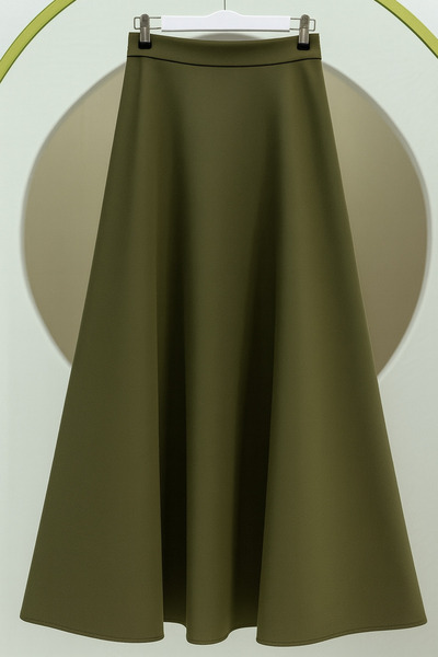 miss ledonna Women's Puff Scuba Khaki Hijab Flared Skirt