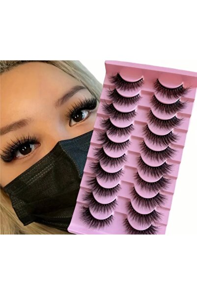 STEELVA 10 Çift Takma İpek Uzun Ve Yoğun Kirpikler- STEELVA' nın koleksiyonu Wispy Tarzı 5D Curls Rus Vol.