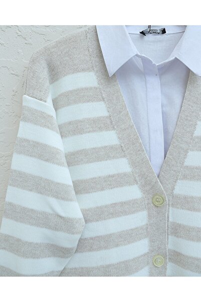 Modamorfo Striped Buttoned Knitwear Set