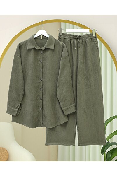 Modamorfo Shirt Pants Double Velvet Suit - Khaki